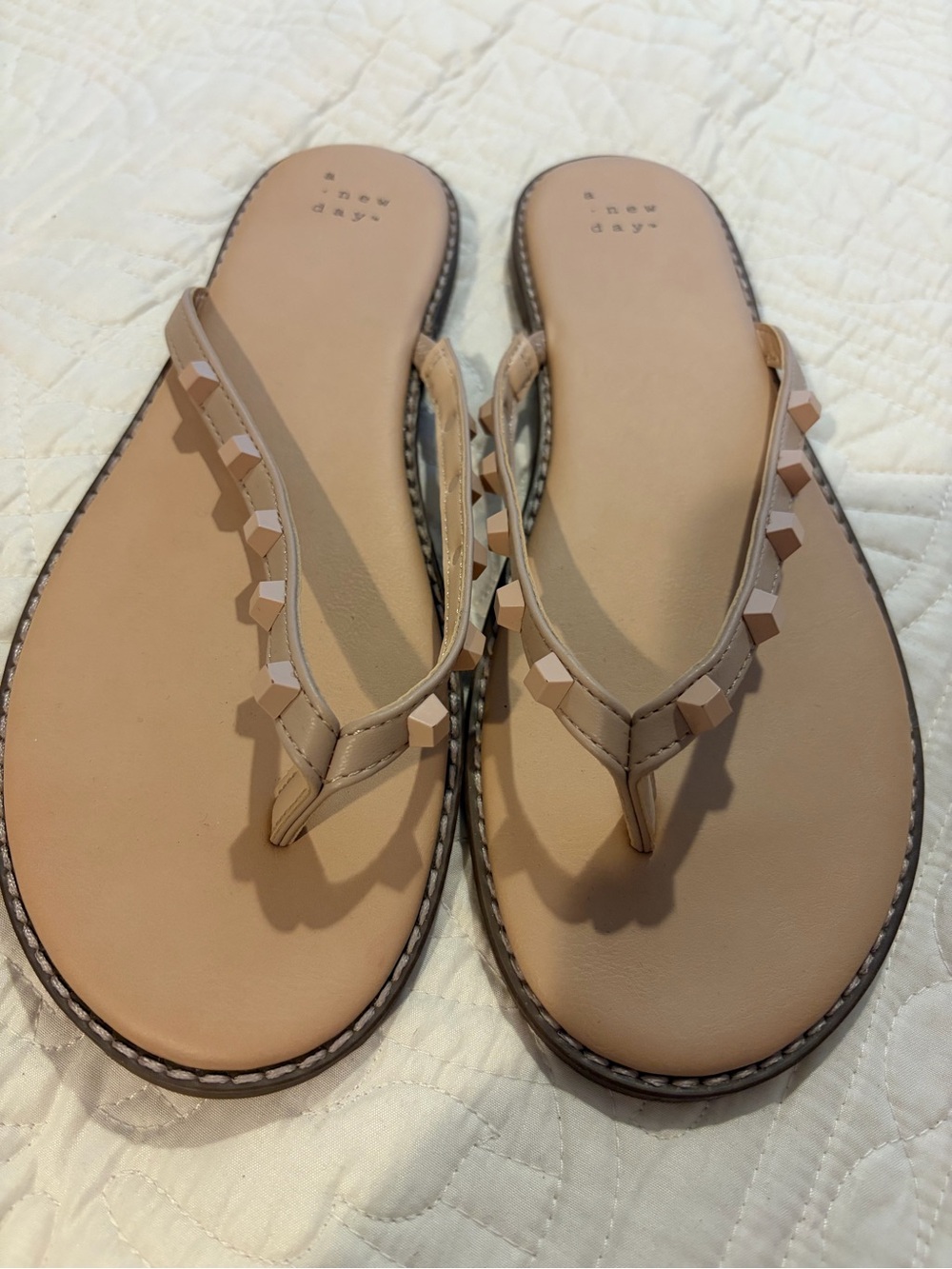 a new day Beige Studded Sandals NWOT